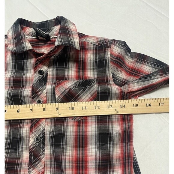 Tony Hawk Red Plaid Long Sleeve Button Down Shirt Boy's Size 7 - Picture 3 of 11